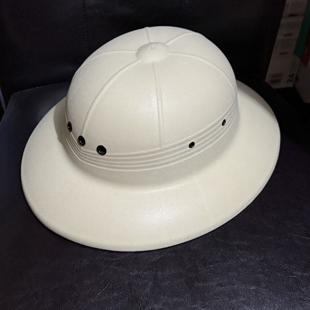 Vtg Tan Pith/Safari Plastic Hardshell Hat by Midwest Helmets Military US Mailman